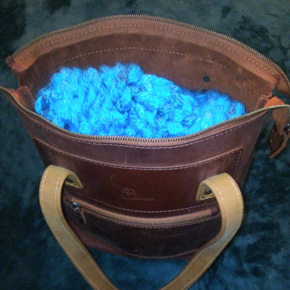 Babak Two Toned Square Leather Tote, Reddish Brown & Tan - Picture 10 of 15